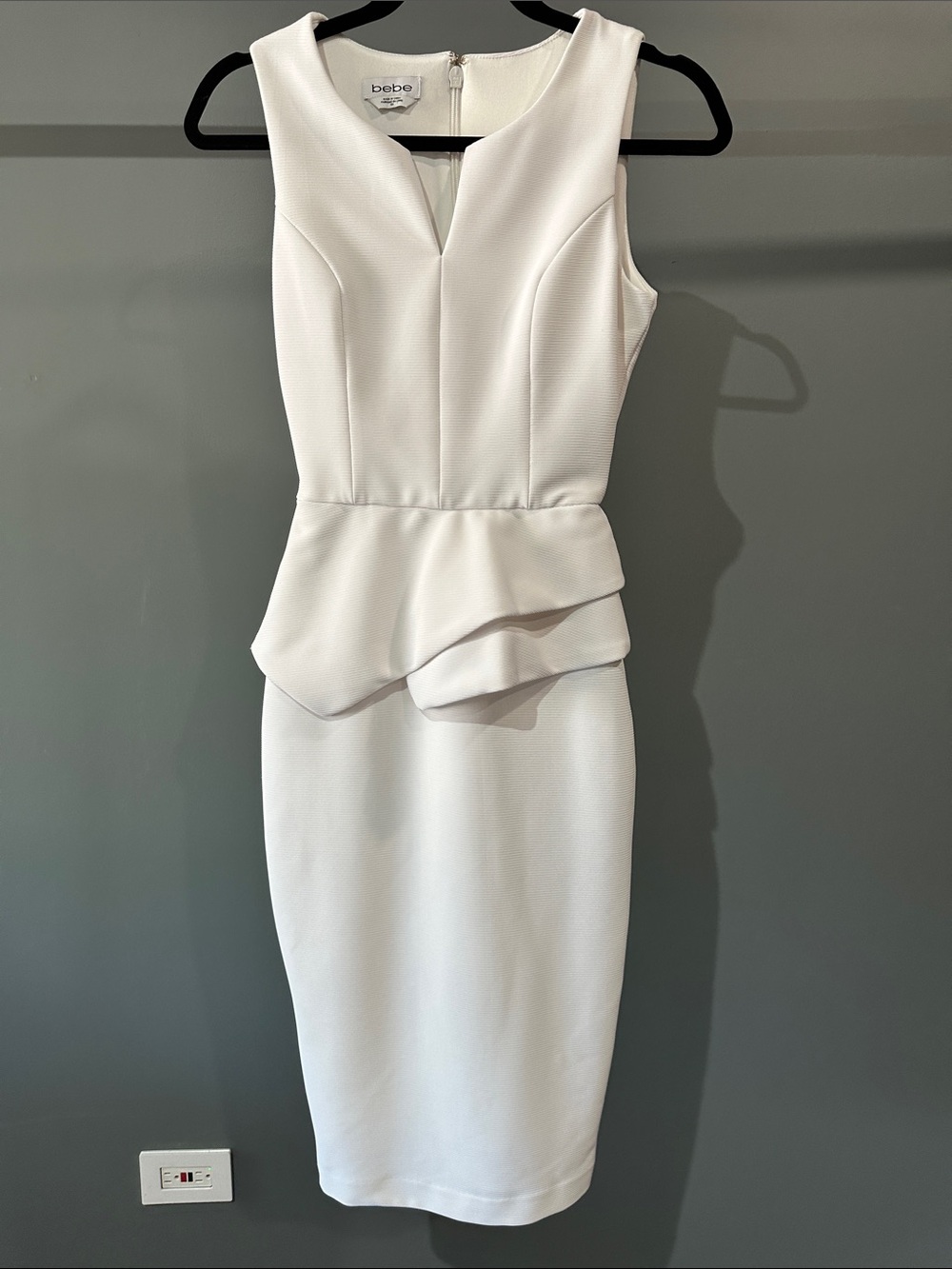 bebe White Peplum Midi Dress - V-Notch Sleeveless